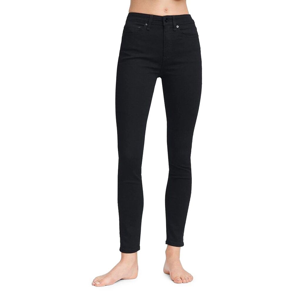 Rag & Bone High Rise Skinny Jeans Black Coal Size 28 Stretch Ankle